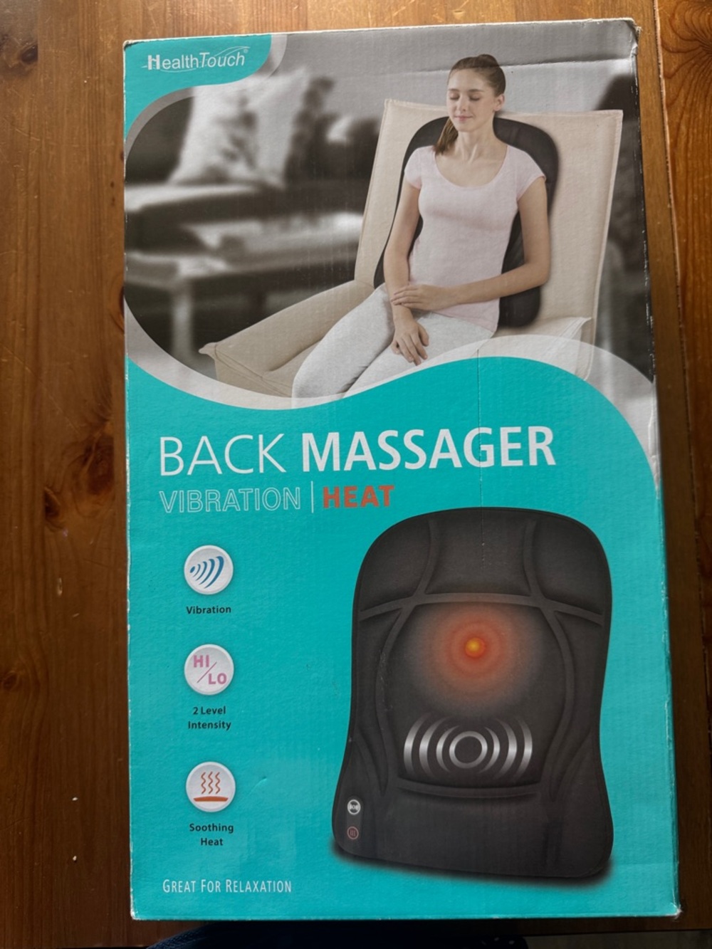 HealthTouch Black Back Massager with Heat and Vibration